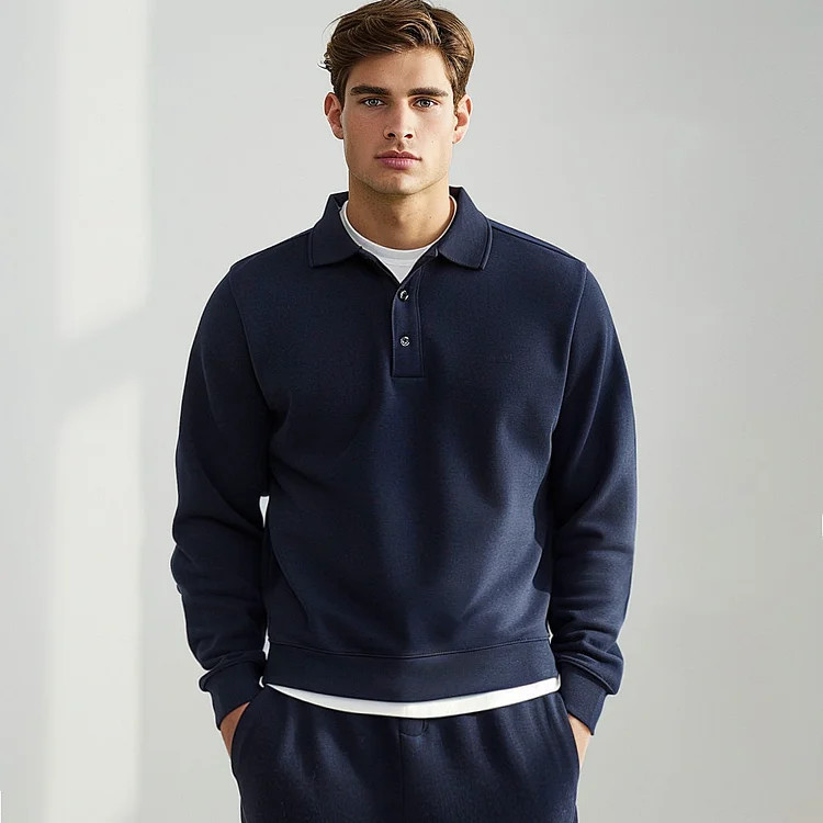 Cotton Long Sleeves Polo Sweatshirt QueenFunky