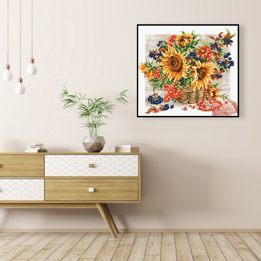 (Counted/Stamped)Sunflower Basket - Cross Stitch 46*42cm