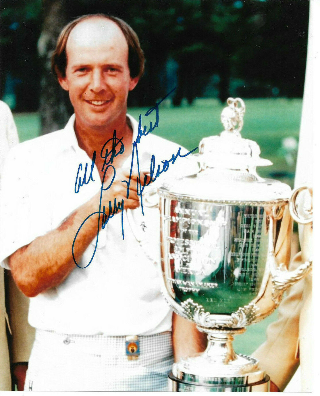 Larry Nelson Signed 8x10 Golf Photo Poster painting Auto, PGA Championship, U.S. Open Winner