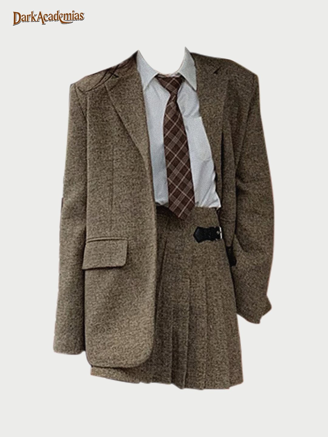 Darkacademias Light Brown Wool Suit And Skirt Two-piece