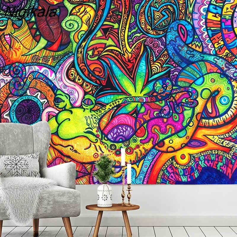 Nigikala Flower Mushroom Eye Tapestry Boho Art Bedroom Living Room Aesthetics Wall Hanging Tapestry Home Decor