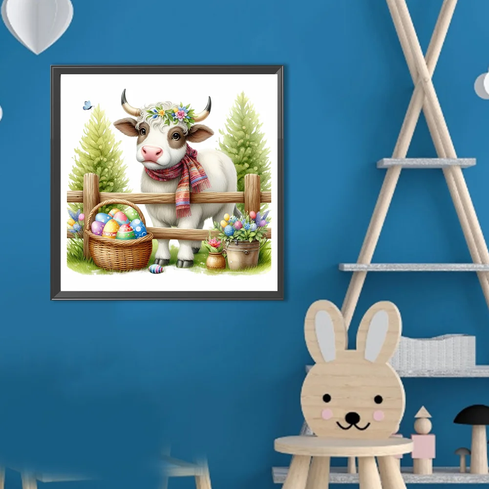 Diamond Painting - Full Round Drill - Easter Cow(Canvas|40*40cm)
