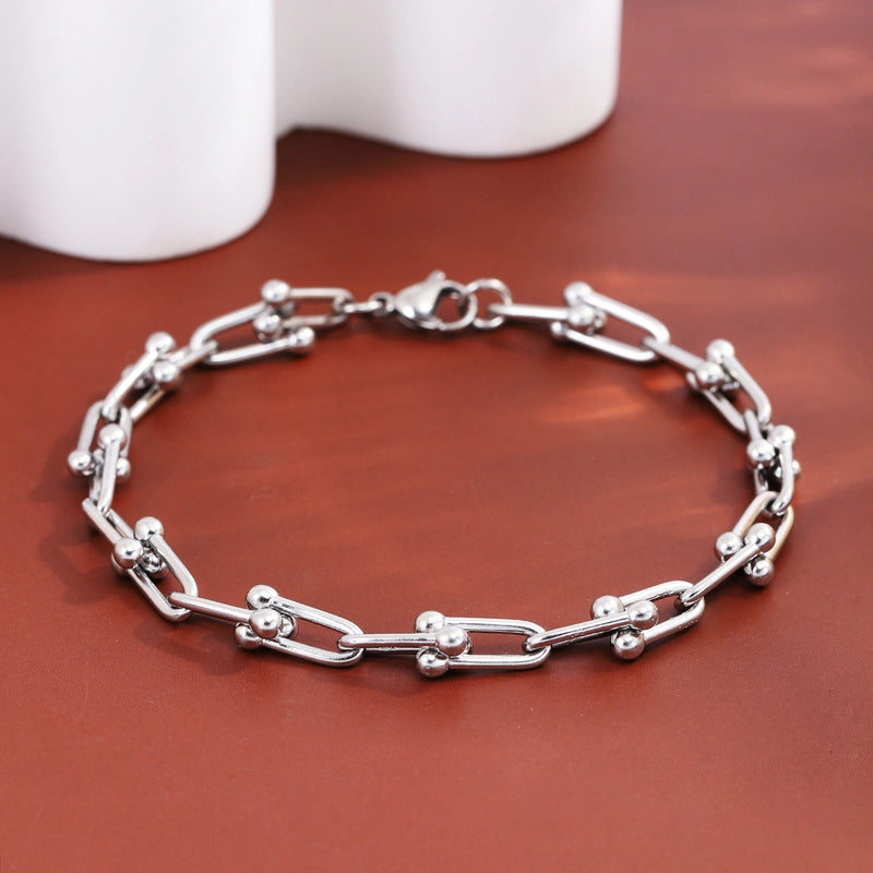 New Stainless Steel U-shaped Horseshoe Chain Bracelet Men’s And Women’s Jewelry Exclusive