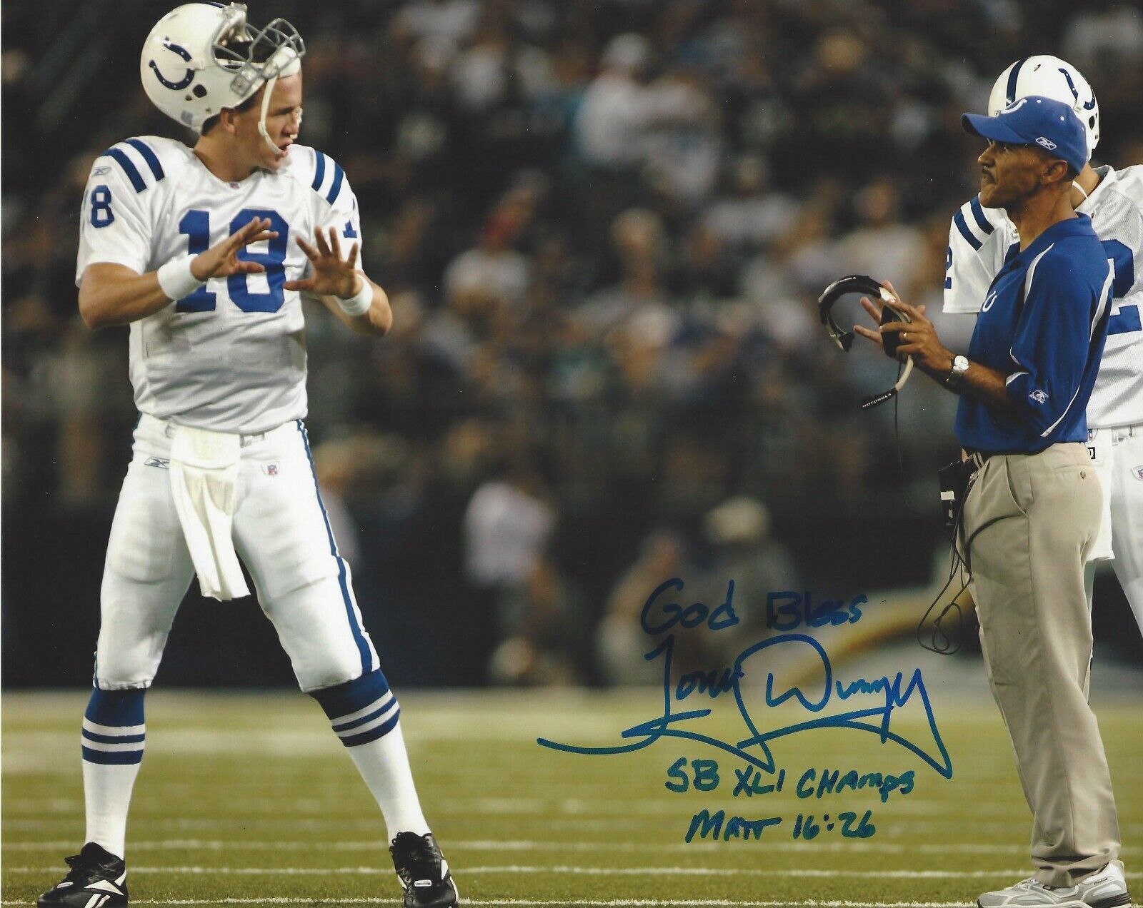 TONY DUNGY - INDIANAPOLIS COLTS COACH - SIGNED 8x10 Photo Poster painting D w/COA NFL SB CHAMPS