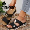 Nowe wygodne sandały damskie Rieker na wiosnę i lato z metalową klamrą
