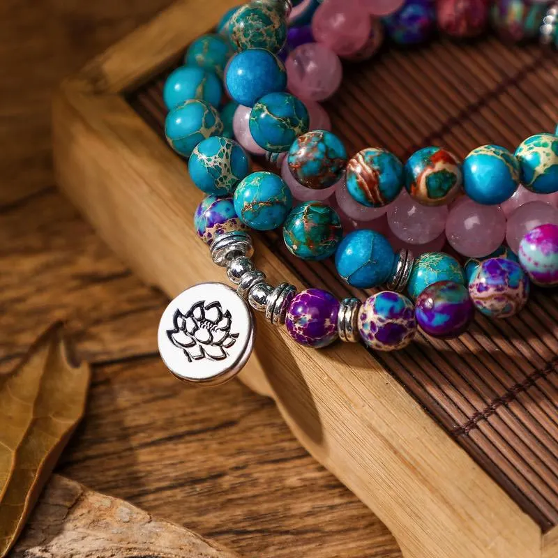 Tibetan Purple Miano Real Bead Harmony Lotus Mala