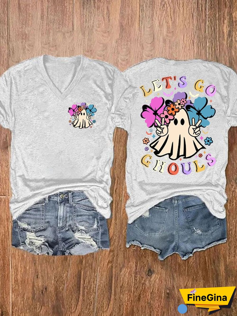 Women'S Let'S Go Ghouls Printed Short Sleeve T-Shirt