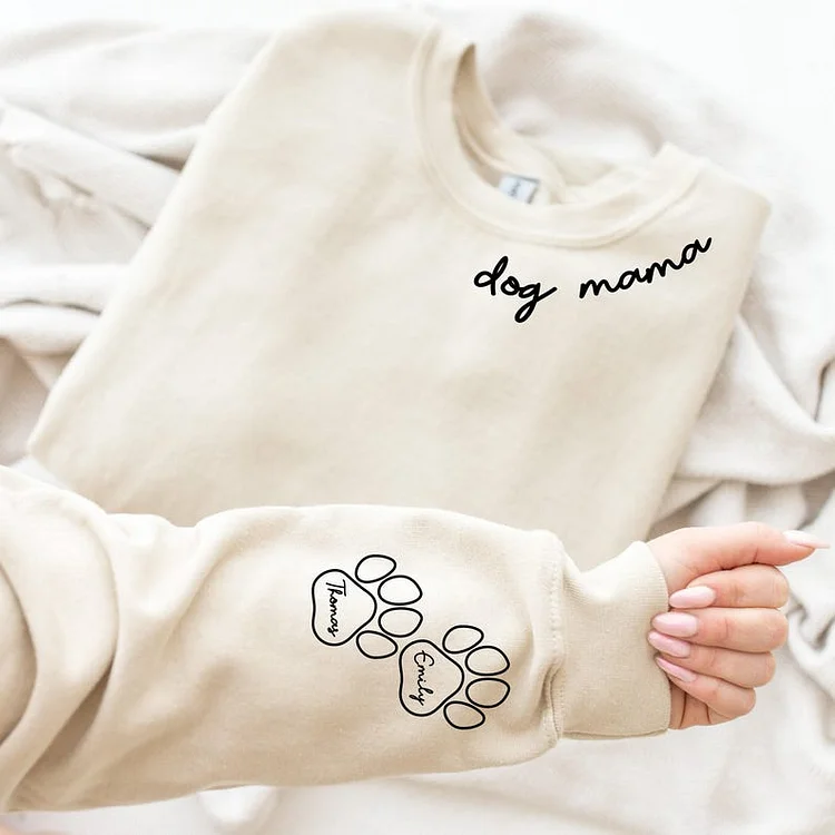 Personalized Dog Paw Printing Sweatshirt Custom Dog Mama Sweatshirt Gift for Dog Mom
