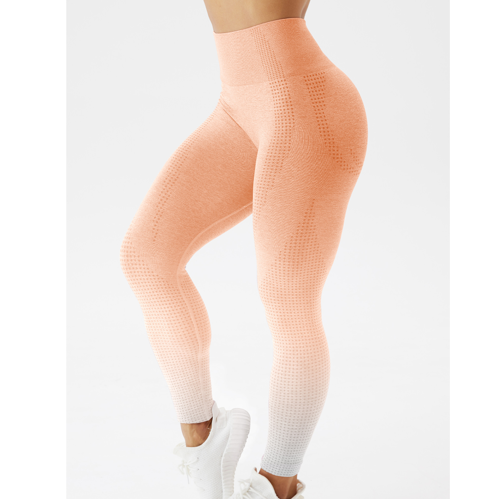 Women's High Waist Polka Dot Jacquard Weave Seamless Yoga Leggings
