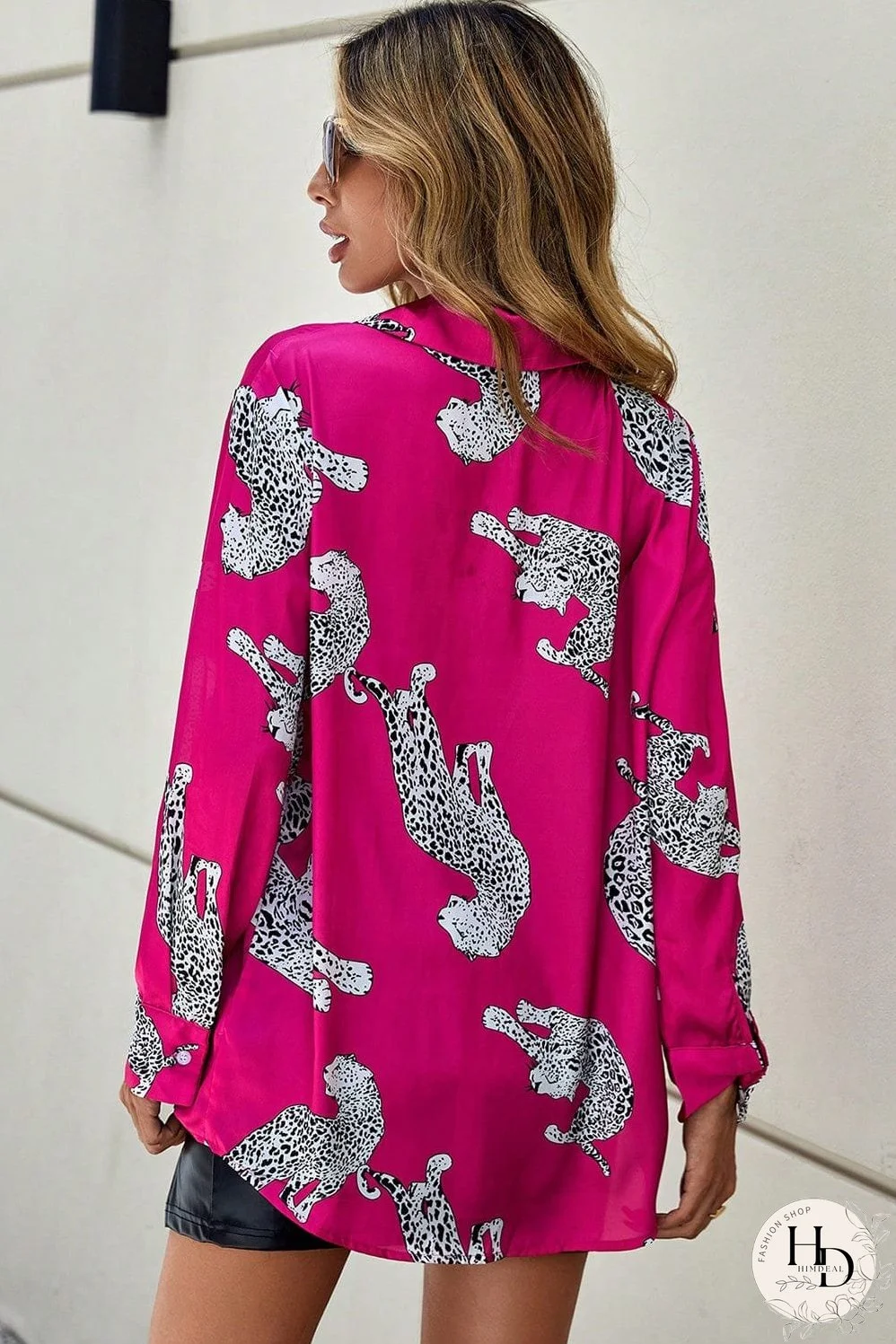 Tempting Printed Lapel Single-Breasted Long-Sleeved Blouse