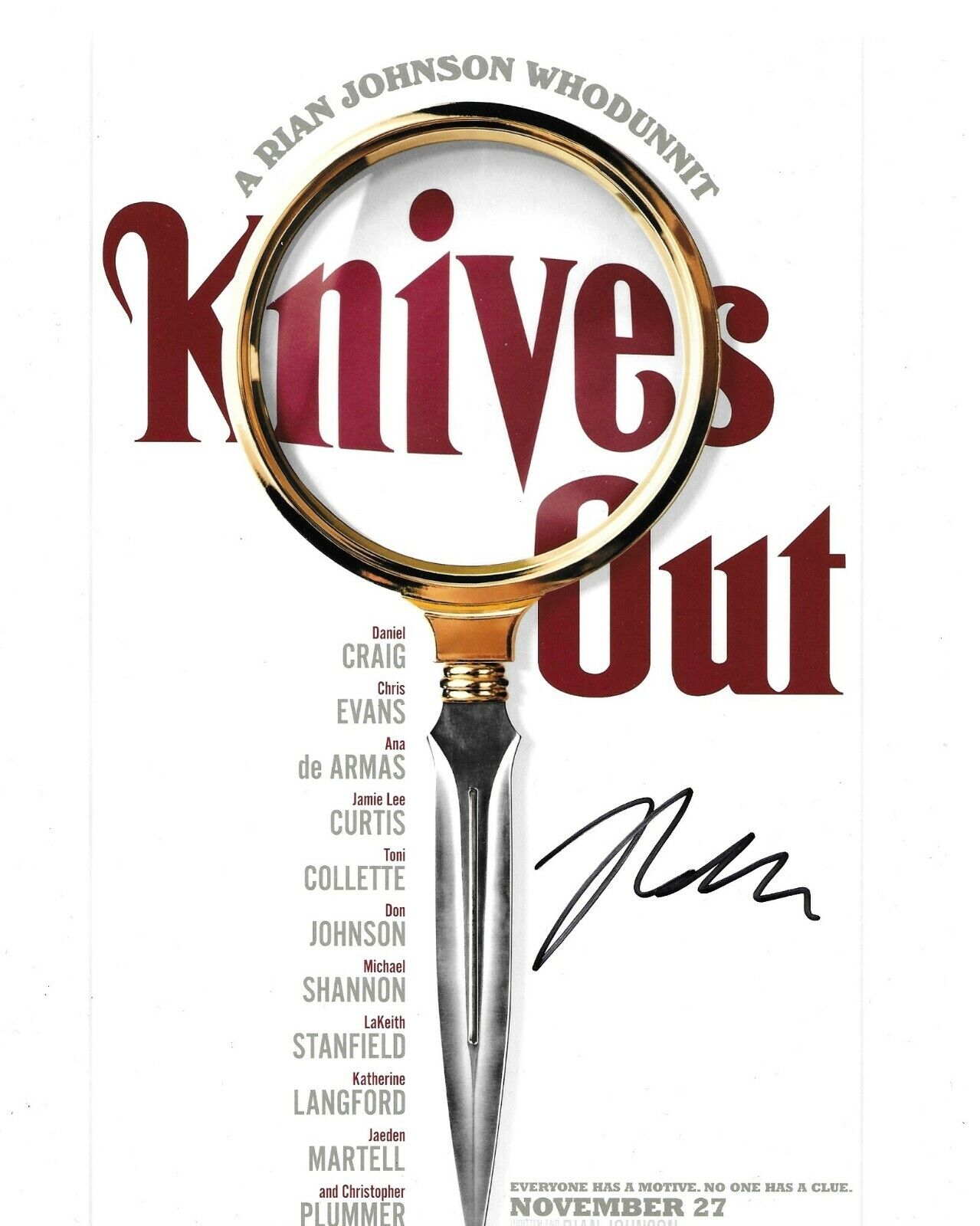 Rian Johnson Signed Knives Out 10x8 Photo Poster painting AFTAL