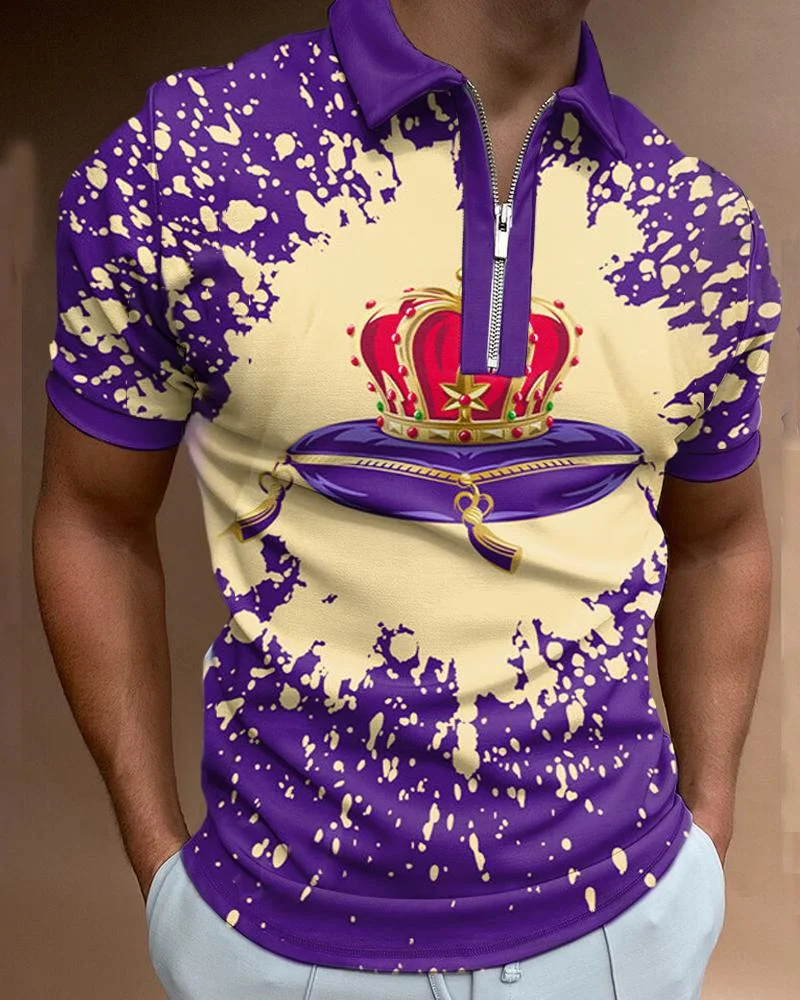 Men's Casual Print Polo Short Sleeve-040712