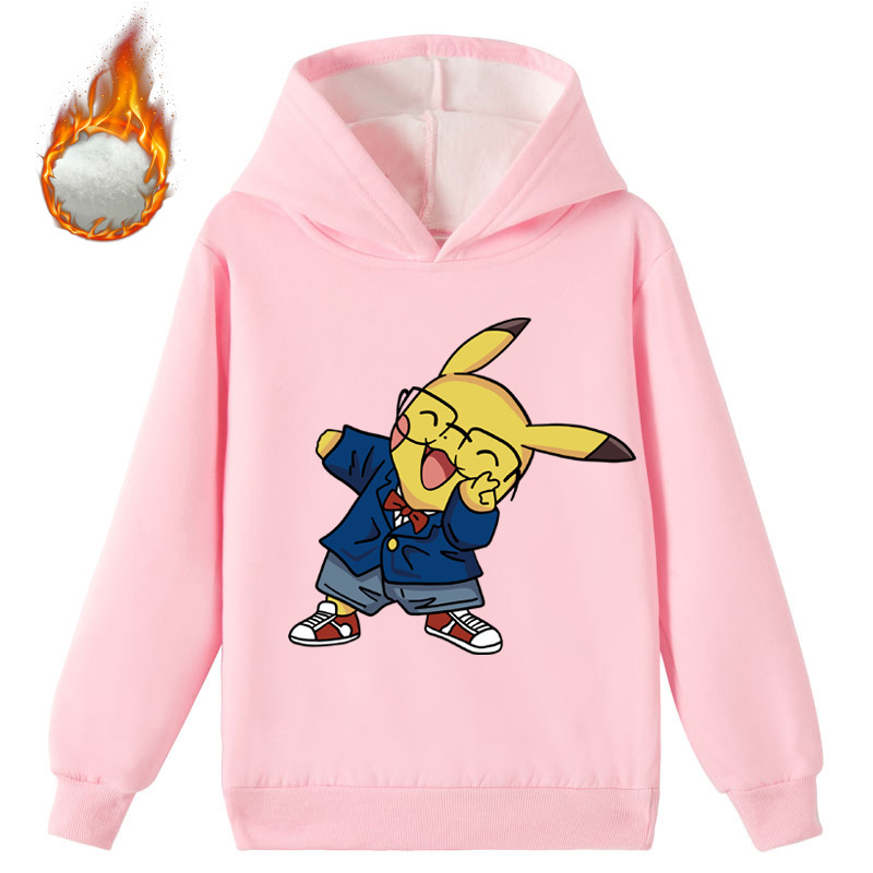 Mayoulove Pikachu Fleece Hoodie - Perfect for Young Pokemon Fans! Cozy and Warm, Ideal for Outdoor Activities. Ideal for Kids Aged 2-10.-Mayoulove