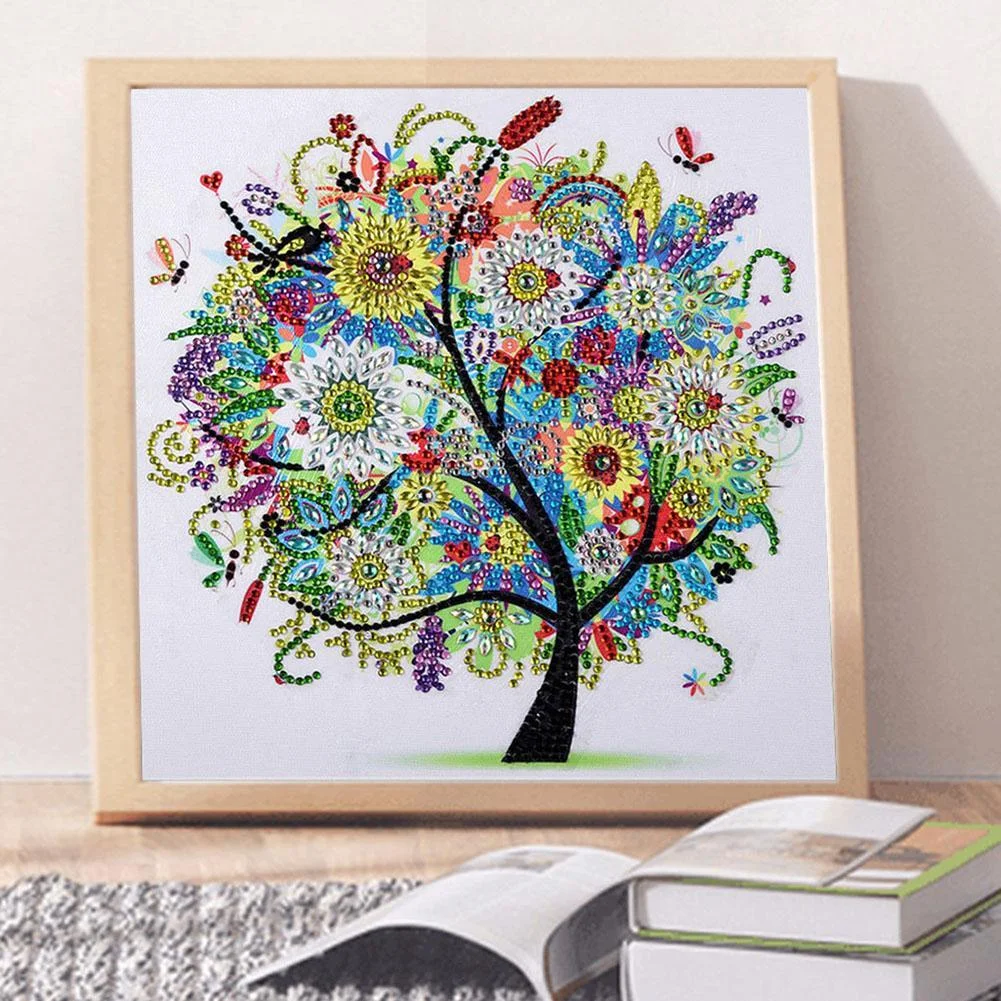 Diamond Painting - Special Shaped Drill - Colorful Tree(30*30cm)