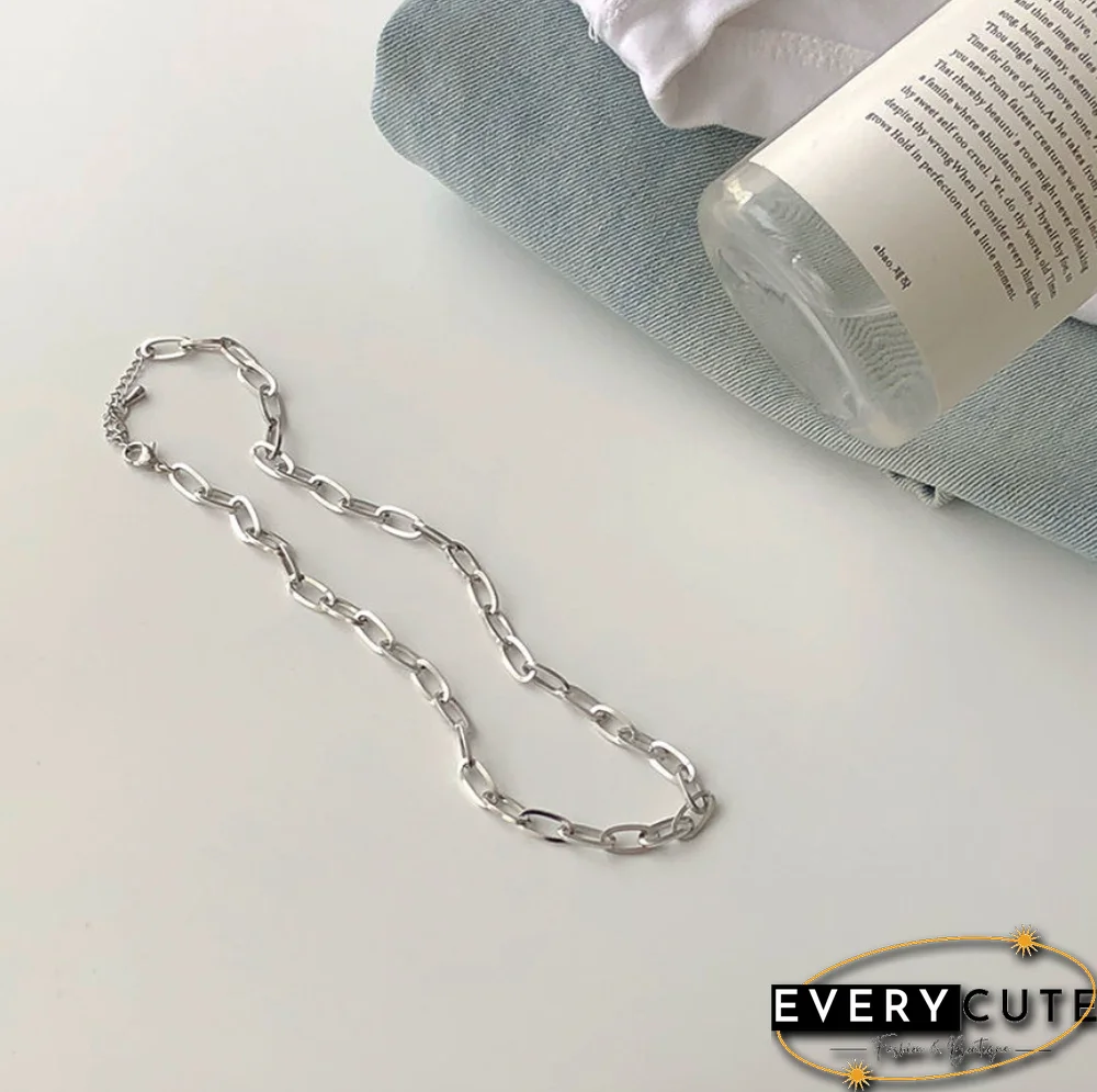 Men's & Women's Hip Hop Titanium Steel Clavicle Necklace Letter Chain