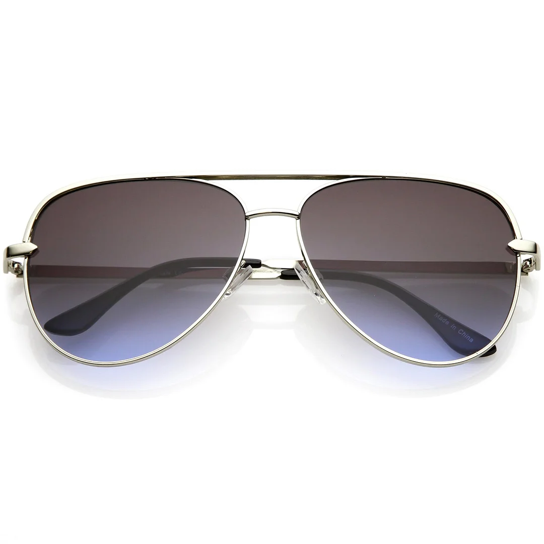 Premium Oversize Metal Aviator glasses With Colored Flat Lens And Crossbar 60mm