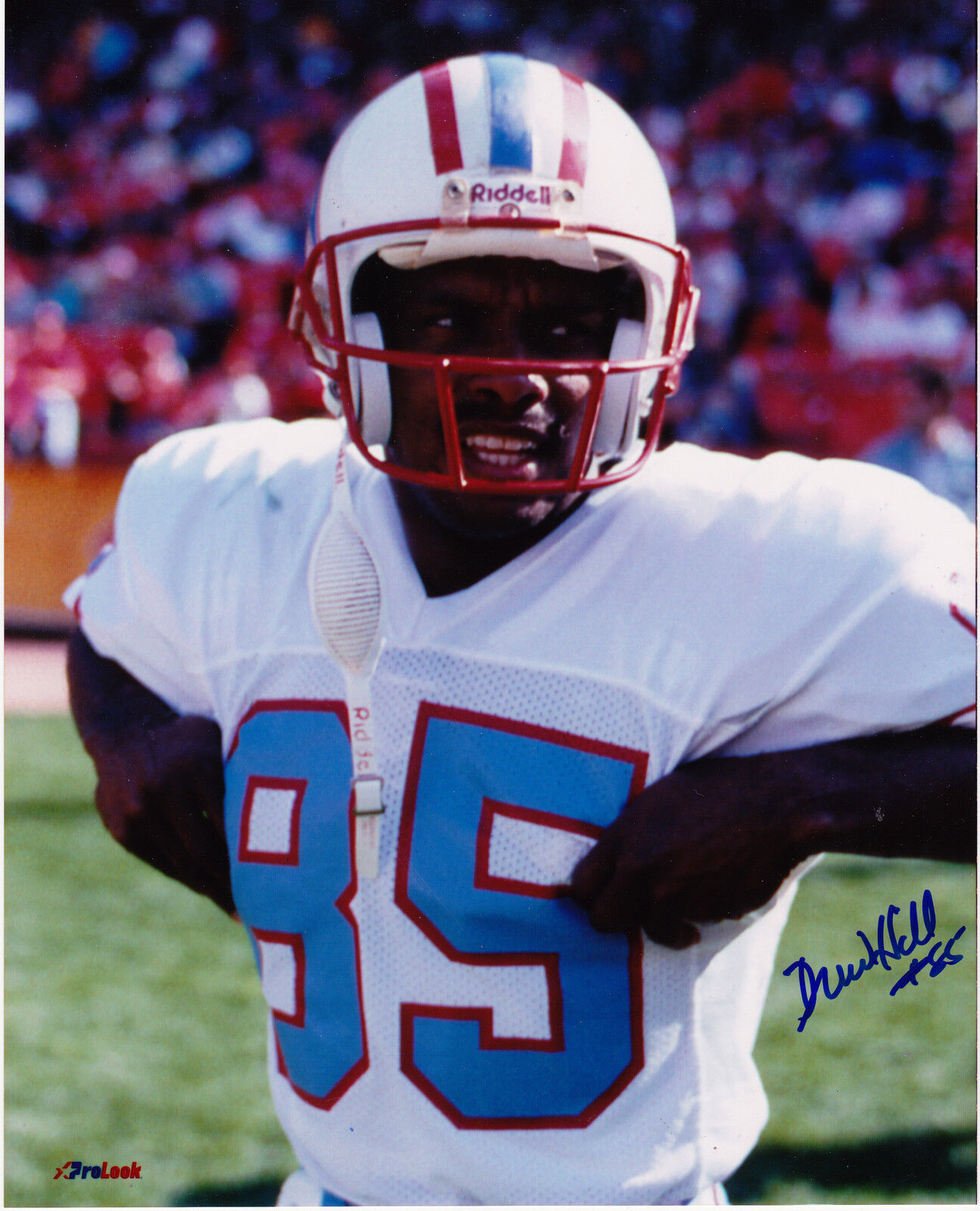 DREW HILL HOUSTON OILERS ACTION SIGNED 8x10