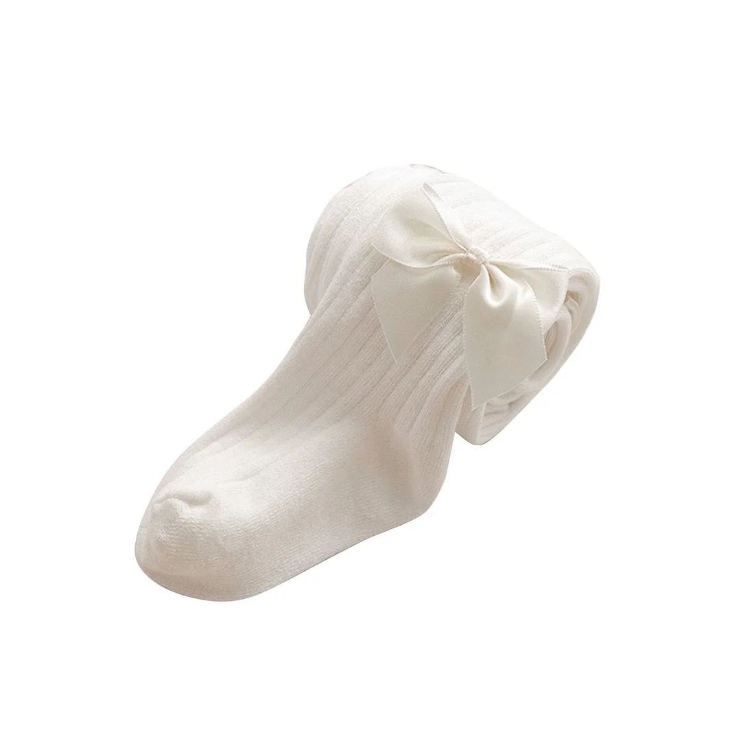 Kids Infant Baby Girls Cute Bowknot Pantyhose Kids Baby Girls Fashion Solid Ribbed Tights for Party Daily Wear 6M-12Years