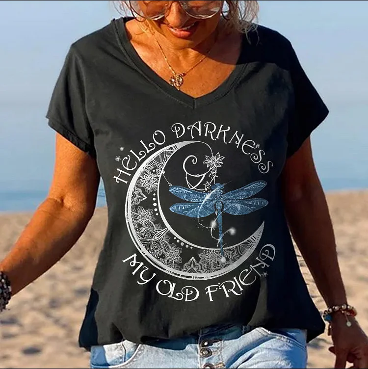 Hello Darkness My Old Friend Printed Women's T-shirt socialshop