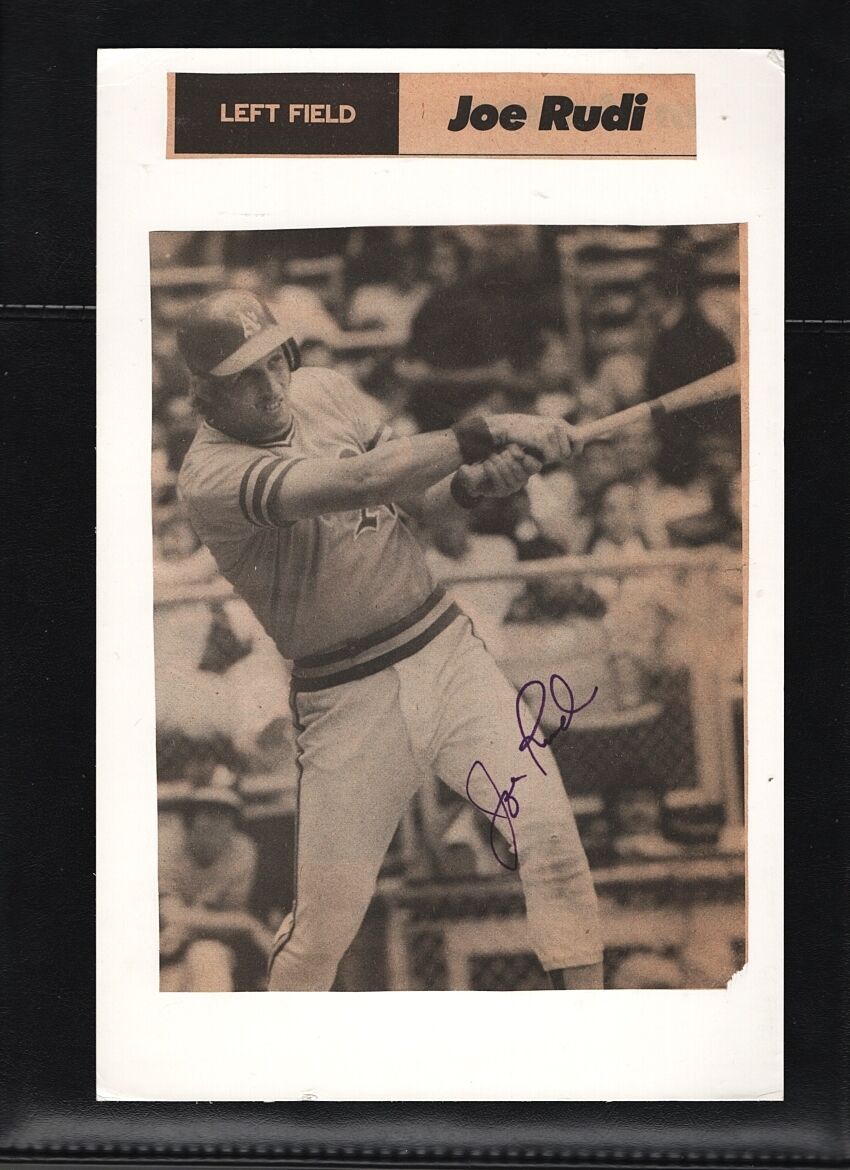 1970's JOE RUDI-OAKLAND A'S AUTOGRAPHED Photo Poster painting-7 X 10 1/2