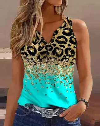 Uveng Uveng Summer 2024 New Women's Print T-Shirt Casual Sleeveless Sling Vest T-Shirt