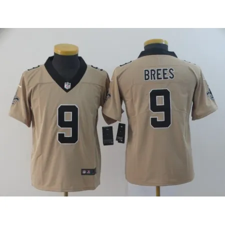Youth New Orleans Saints #9 Drew Brees  Gold Inverted Legend Stitched NFL Jersey