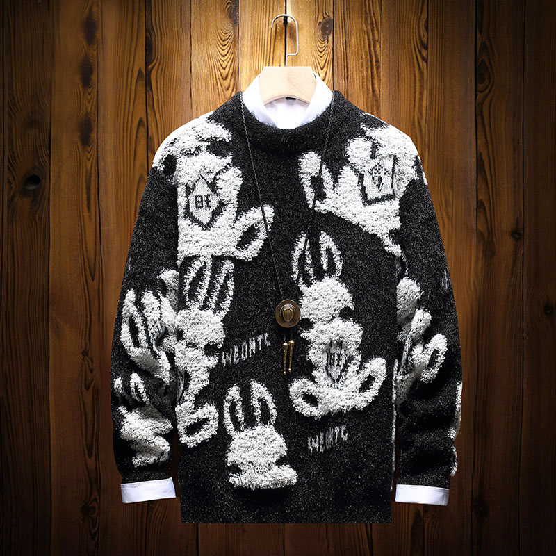 Mens Women Winter Christmas Sweater Mens Casual Loose Jacquard O-Neck Knitted Pullover Jumper High Street School Couple Sweater