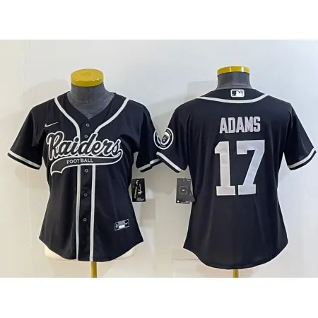 Women's Las Vegas Raiders #17 Davante Adams Black With Patch Cool Base Stitched Baseball Jersey(Run Small) 35XW