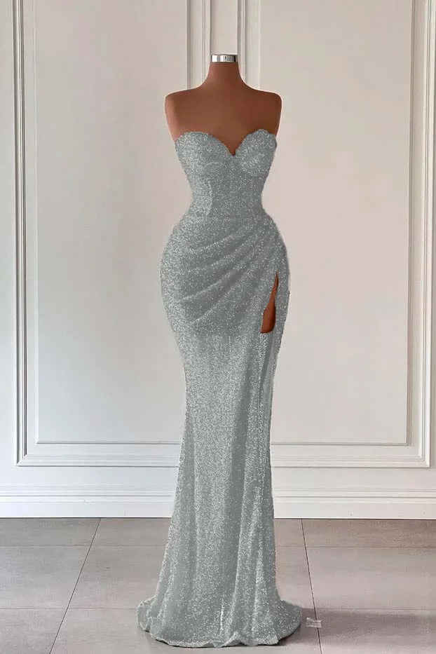Stunning Red Sequined Split Mermaid Prom Dress main image 1