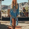 Music Festival Rock Party Carnival Vintage Wasteland Style Ethnic Floral Cotton And Linen Dress by Inlyline