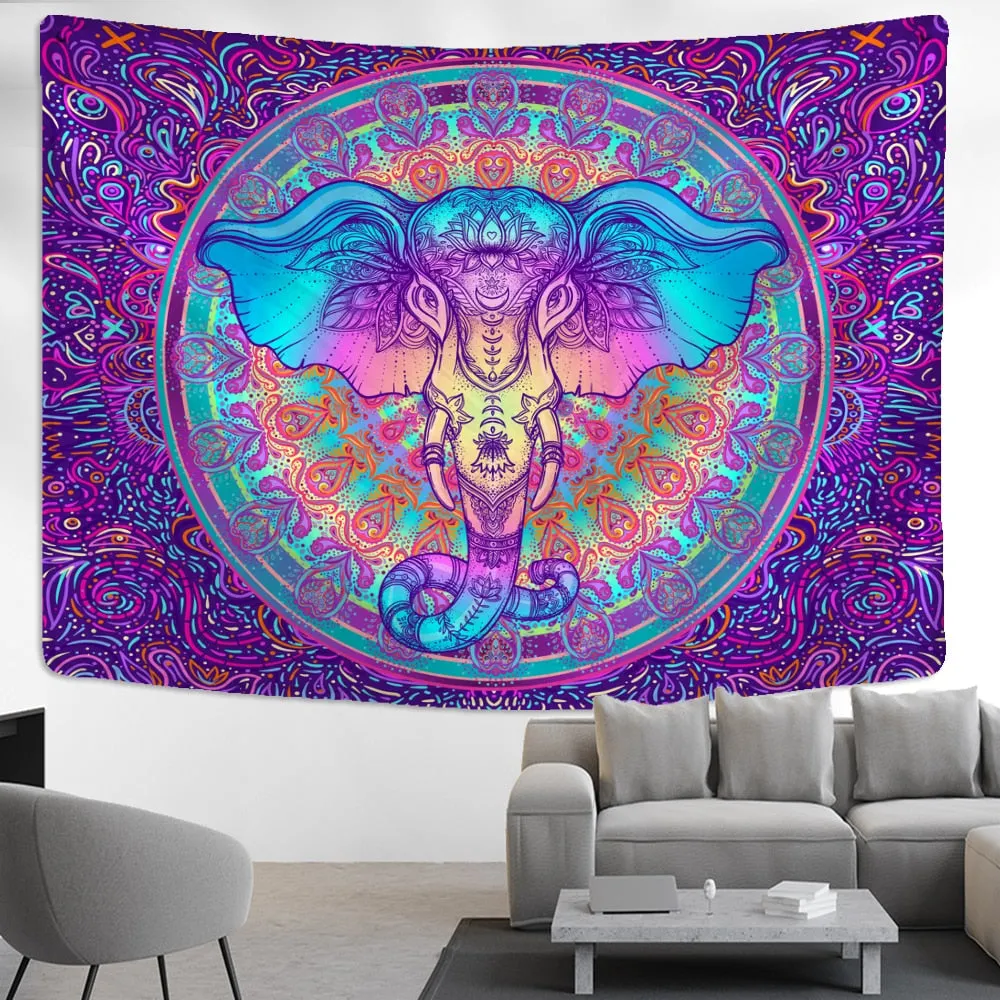 Mushroom Tapestry Wall Hanging Indian Mandala Bohemian Style Psychedelic Hippie Night Moon Witchcraft Home Decor