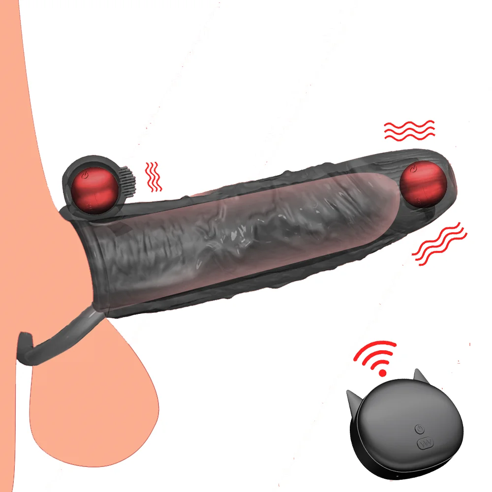 Wireless Remote Controlled Penis Sleeve Delay Ejaculation - Rose Toy