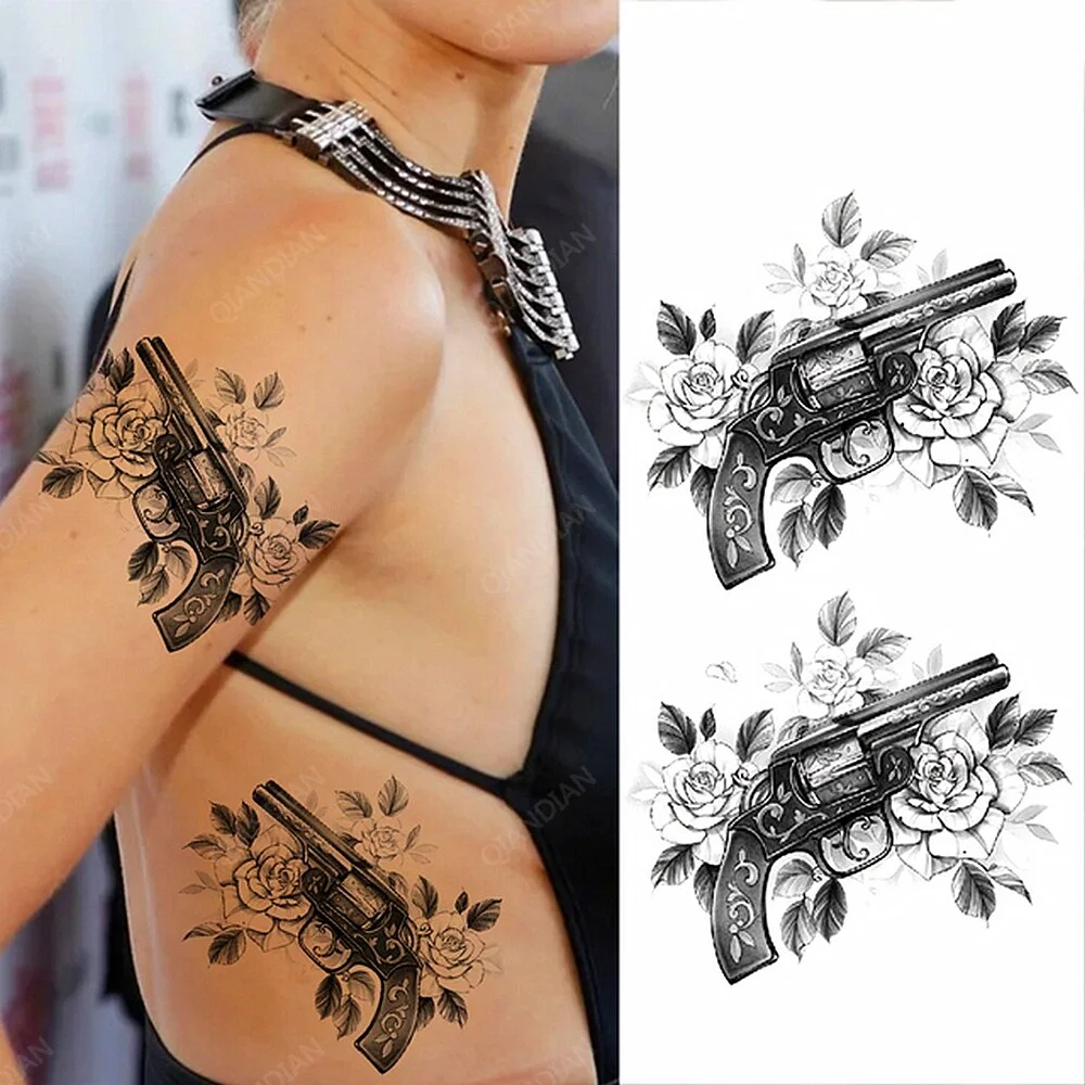 Arm Temporary Tattoo Tiger Flower Lion Rose Wing Wolf Mountain Dolphin Body Chest Leg Waterproof Sticker Tatoo Fashion Man Totem