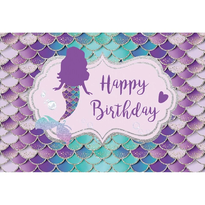 180x110cm Little Mermaid Party Backdrops Under the Sea Party Photography Background Kids Birthday Party Decorations Baby Shower