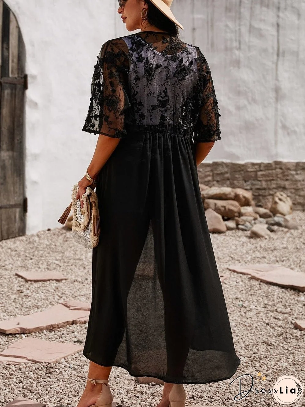 Elegant Pink Floral Lace Kimono Cover-Up