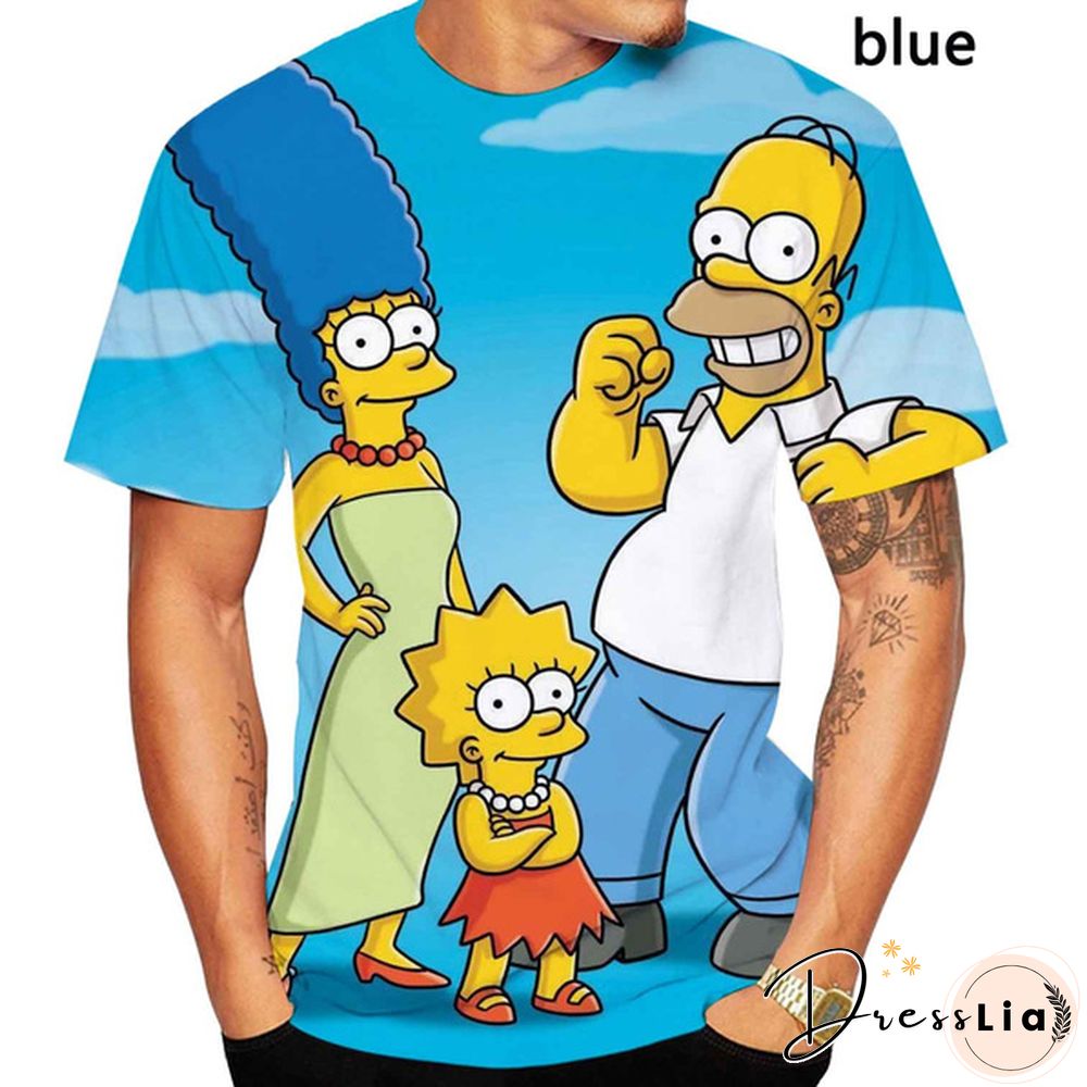 New Fashion 3D Print the Simpsons Cool T-shirt Men/women Short Sleeve Unisex Round Neck Tees