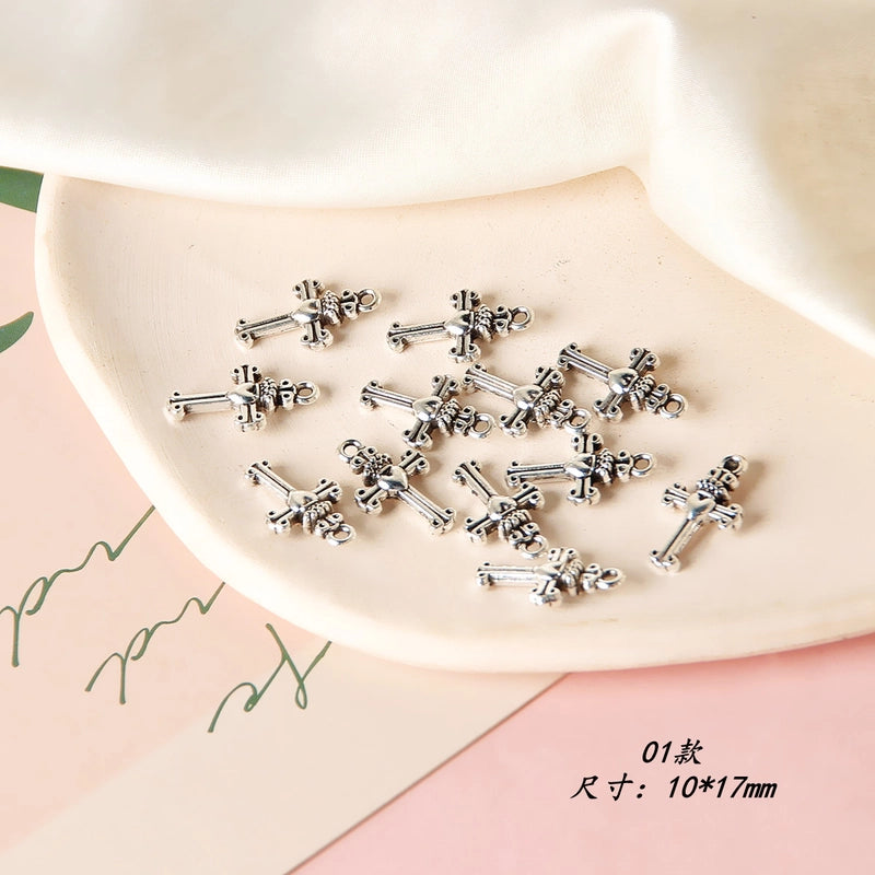 10 PCS/Package 8 * 20mm Alloy Cross Polished Pendant Jewelry Accessories