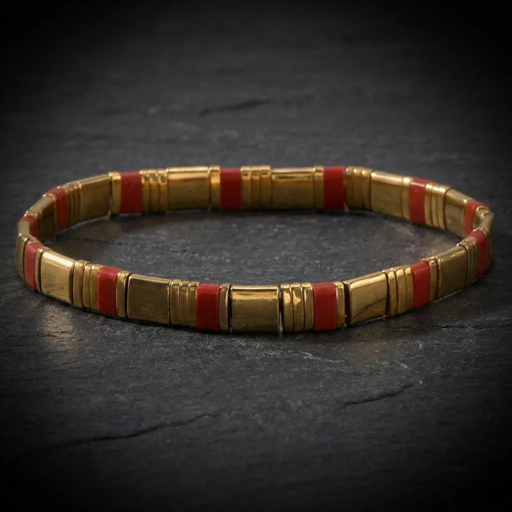 The Spectrum Tila Stack | Waterproof Handcrafted Hematite & Glass Bead Bracelet Set Design A