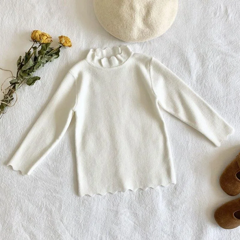 New 2020 Autumn Kids Girls Long Sleeve Lotus Leaf Collar Knit Sweater Winter Children Clothing Baby Kids Girls Pullover Sweaters