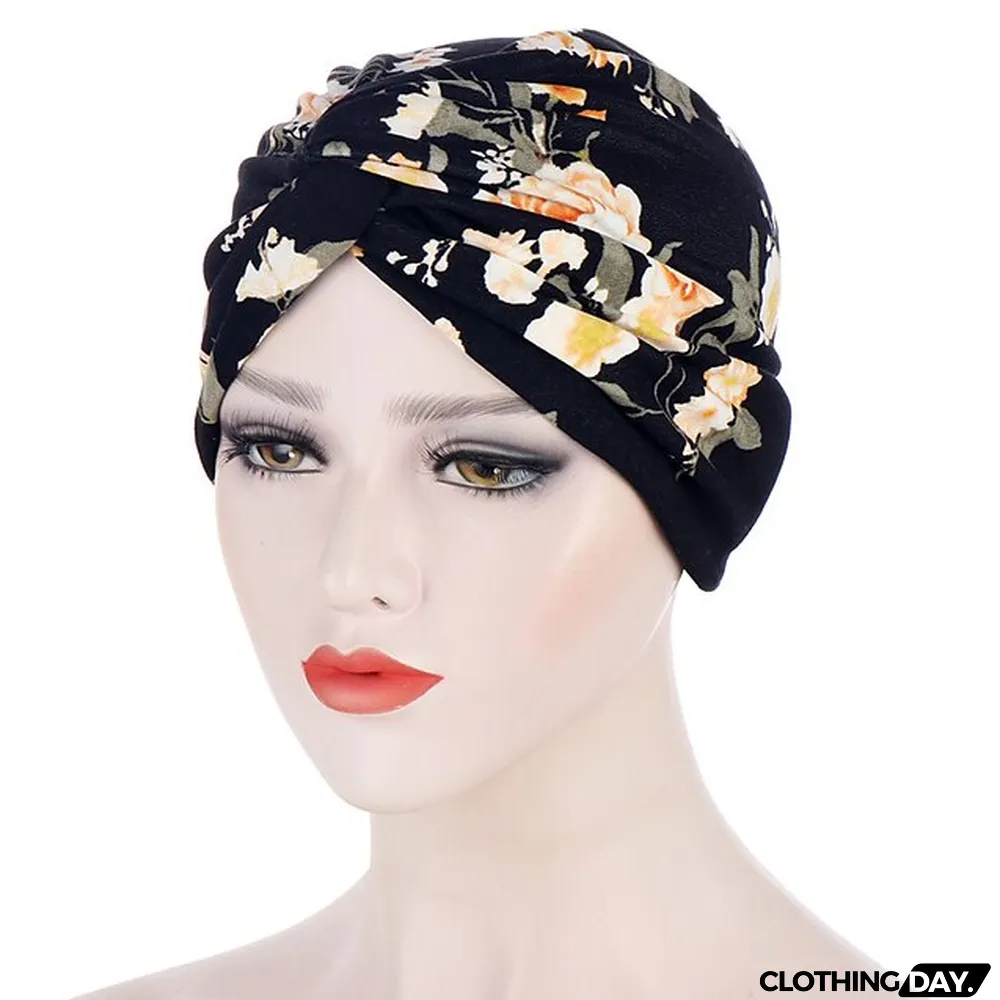 Women Muslim Daily Turban Folding Cross Knotted Hair Scarf Elastic Head Wrap Headwear Bandanas Lady Hair Hats Beanie Hair Loss Accessories