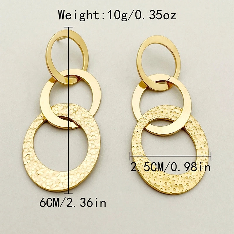 1 Pair Casual Modern Style IG Style Oval Solid Color Hollow Out 304 Stainless Steel 14K Gold Plated Drop Earrings
