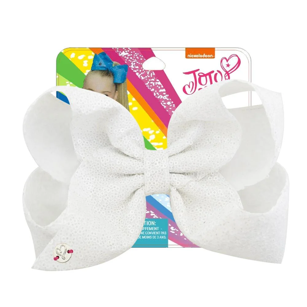 8" Sequin Rainbow JoJo siwa Bow With Hair Clip For Girls Kids Handmade Boutique Knot Jumbo Hair Bow Hairgrips Hair Accessories