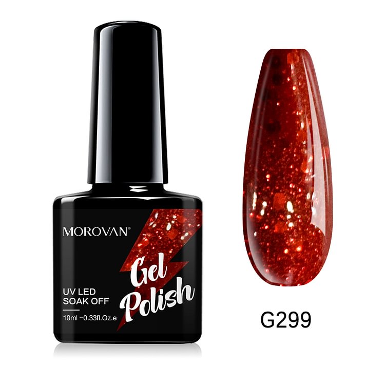 Morovan Dark Red Glitter Gel Nail Polish  G299