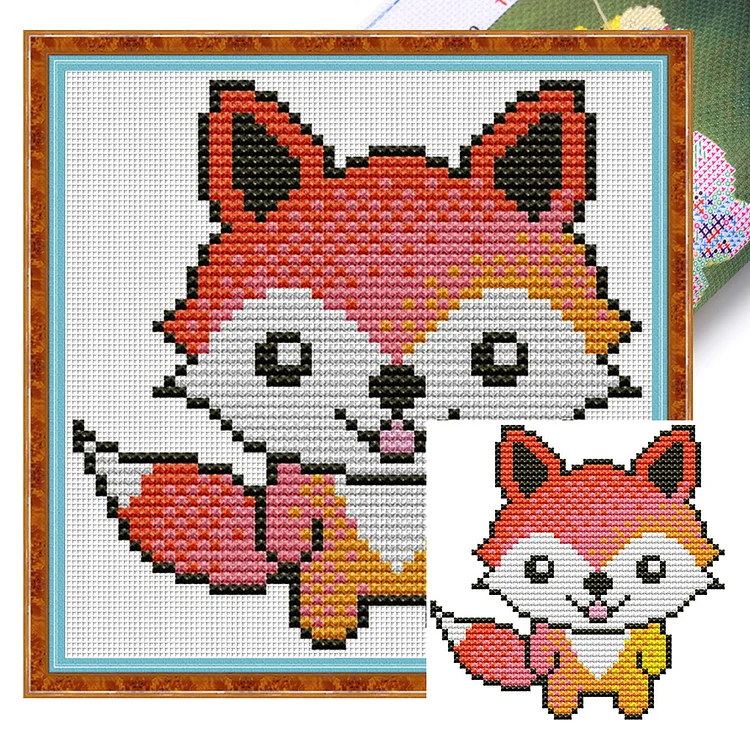 Joy Sunday- Little Fox - 16CT - 2 Strands Threads Printed Cross Stitch - 12*13cm(Canvas)