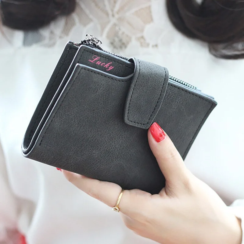 Vintage Matte Women Wallet 2020 Bag Luxury Brand  Ladies Casual Leather Hasp Zipper Pouch Short Clutch Solid Small Female Purse