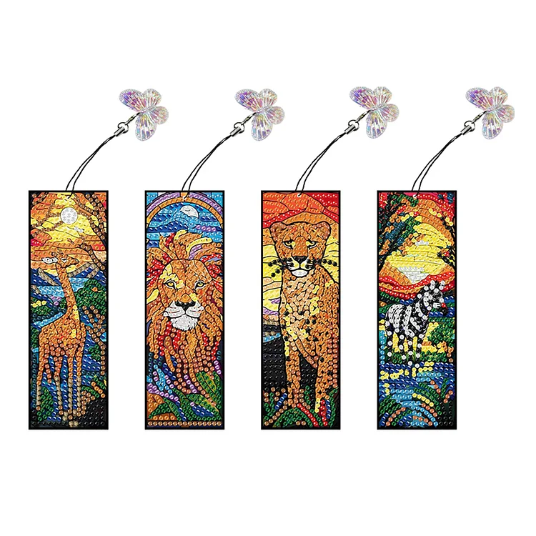 4Pcs Special Shaped Beautiful Pattern 5D DIY Diamond Art Book Mark for Beginners
