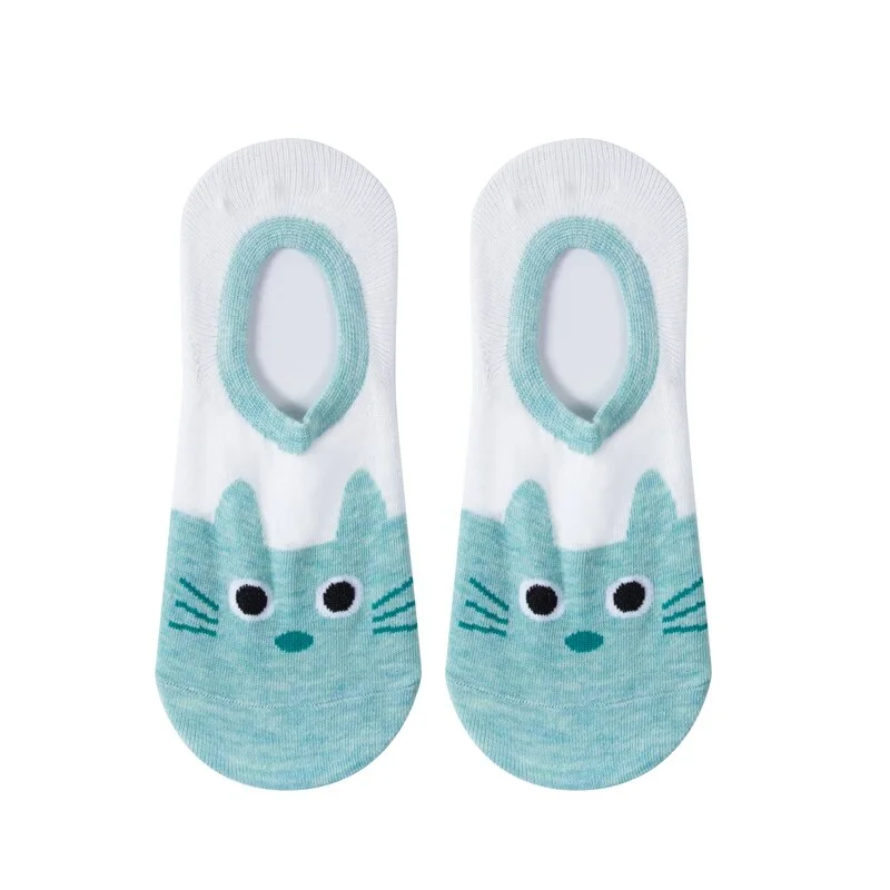 1 Pair Ankle Socks Women Cotton No Show Non-slip Short Boat Invisible Soft Heart Autumn Kawaii Indoor Sock Slippers