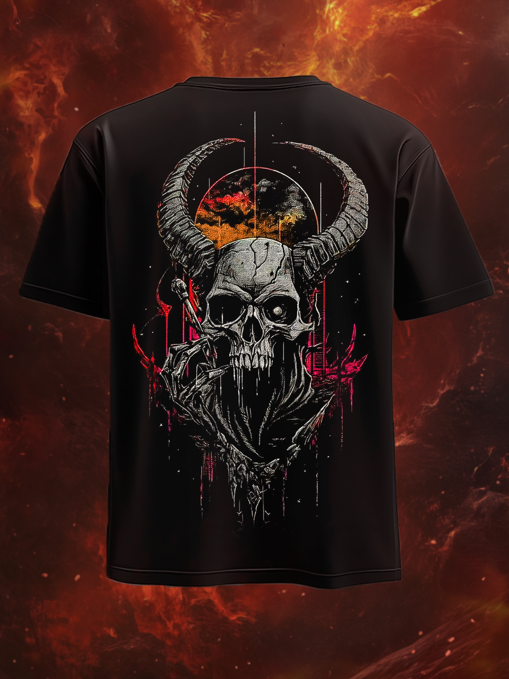 Art Satanic Devil Skull Print Short Sleeve T-Shirt