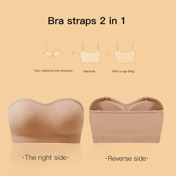 Strapless Bras for Women, Non-Slip Silicone Padded Bandeau Bra