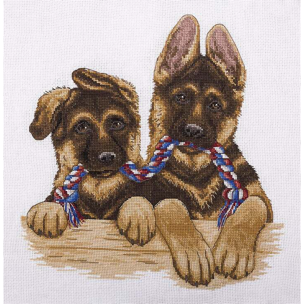 

Two Dogs - 11CT Stamped Cross Stitch - 45*46CM, 501 Original